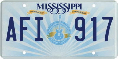 MS license plate AFI917