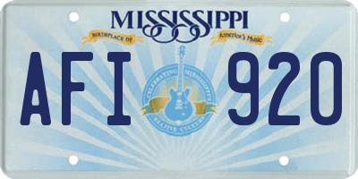 MS license plate AFI920