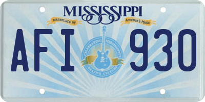 MS license plate AFI930