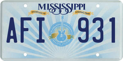 MS license plate AFI931