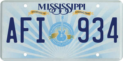 MS license plate AFI934