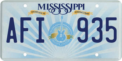 MS license plate AFI935