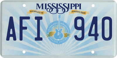 MS license plate AFI940