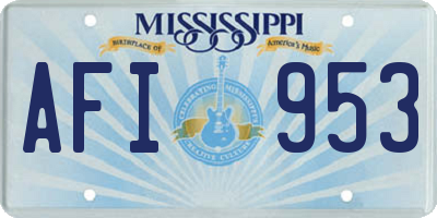 MS license plate AFI953