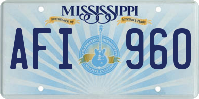MS license plate AFI960