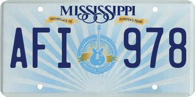 MS license plate AFI978