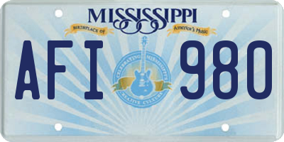 MS license plate AFI980