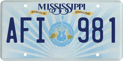 MS license plate AFI981