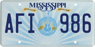 MS license plate AFI986