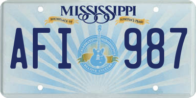 MS license plate AFI987