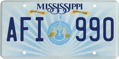 MS license plate AFI990