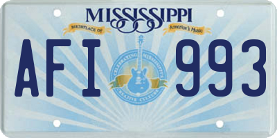 MS license plate AFI993