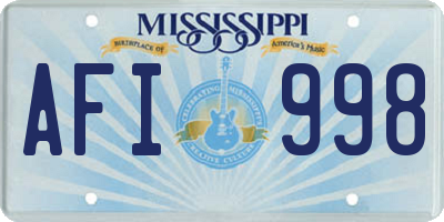 MS license plate AFI998