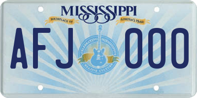 MS license plate AFJ000