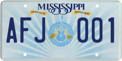 MS license plate AFJ001