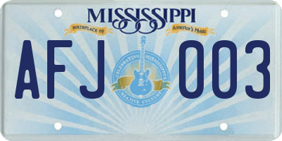 MS license plate AFJ003
