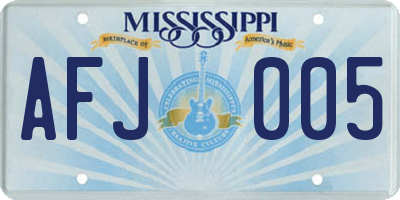 MS license plate AFJ005