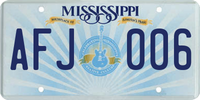 MS license plate AFJ006