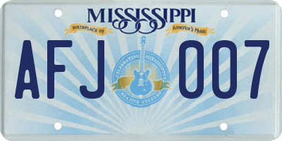 MS license plate AFJ007