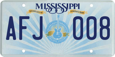 MS license plate AFJ008