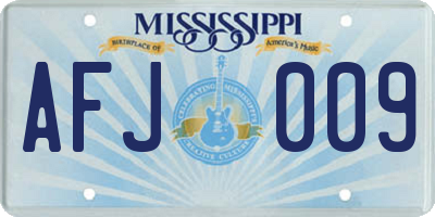 MS license plate AFJ009