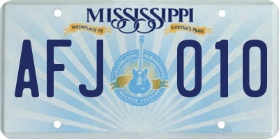 MS license plate AFJ010