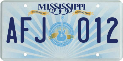 MS license plate AFJ012