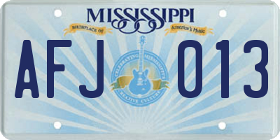 MS license plate AFJ013