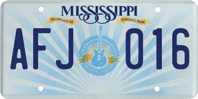 MS license plate AFJ016
