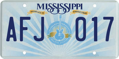 MS license plate AFJ017