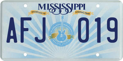 MS license plate AFJ019
