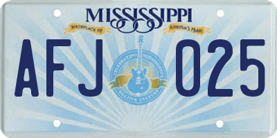 MS license plate AFJ025