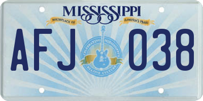 MS license plate AFJ038