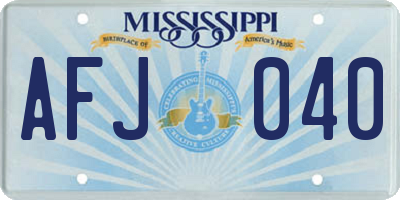 MS license plate AFJ040