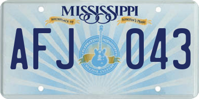 MS license plate AFJ043