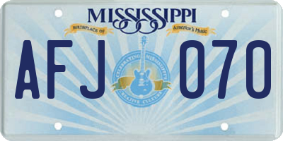 MS license plate AFJ070