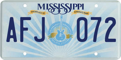 MS license plate AFJ072