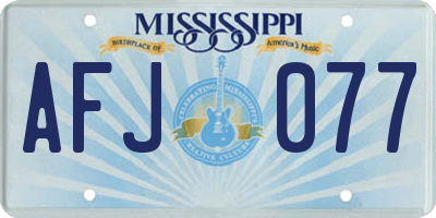 MS license plate AFJ077