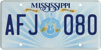 MS license plate AFJ080