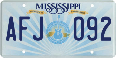 MS license plate AFJ092