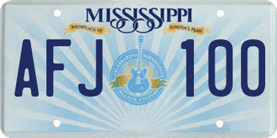 MS license plate AFJ100