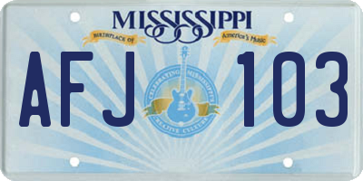 MS license plate AFJ103