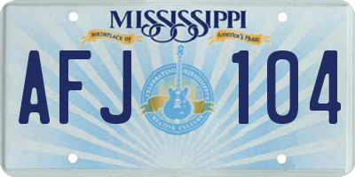 MS license plate AFJ104