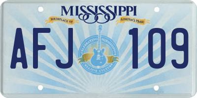 MS license plate AFJ109