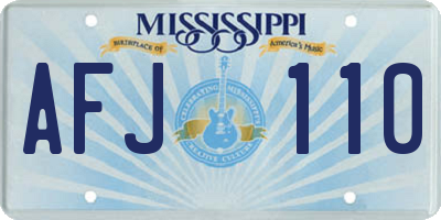 MS license plate AFJ110