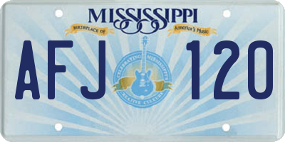 MS license plate AFJ120