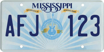 MS license plate AFJ123