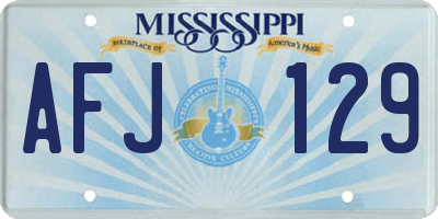 MS license plate AFJ129