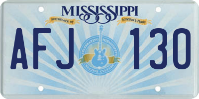 MS license plate AFJ130