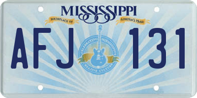 MS license plate AFJ131